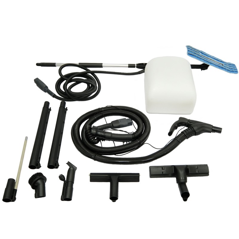 MULTISERVICE VAPEUR EUROSTEAM 230V 3700W 14L COMPLET AVEC BALAI VAPEUR  Inclus le bac rangement (ref 00799300)  Avec acc